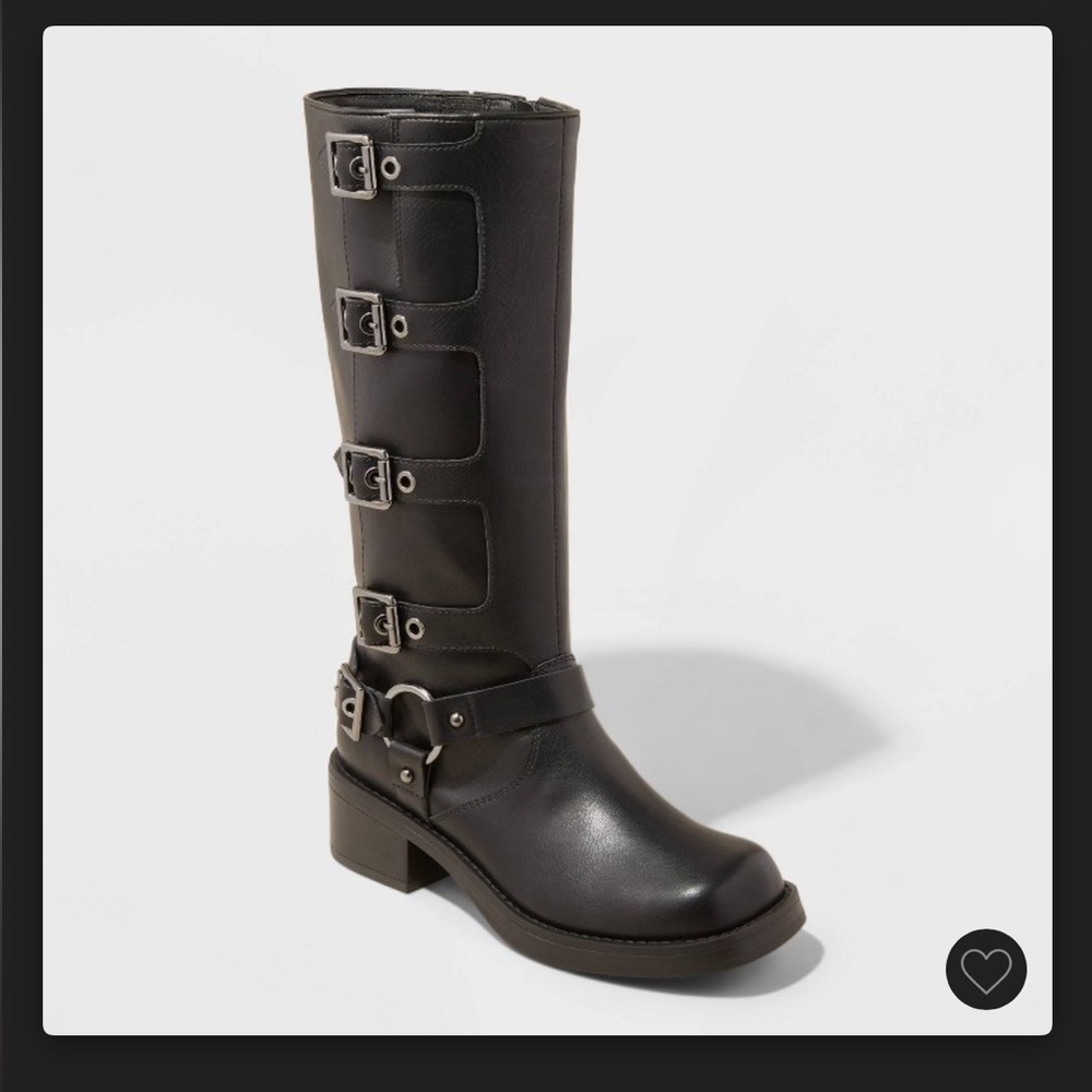 Women's Rebel Distressed Wide Calf Tall
Moto Riding Boots - Wild Fable™ Black
